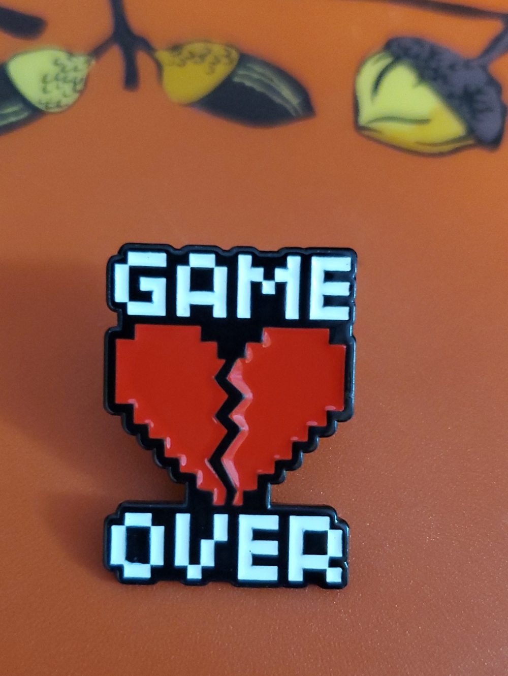 Game Over Pixel Heart Enamel Pin - Red